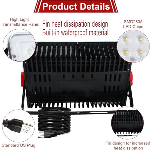 Indmird 200W Led Outdoor FloodLight Exterior Flood Lights Led Stadium Lights Plug in Flood Light for Yard Garden Playground Lawn GaragesBasketball Court Stadium - Image 3