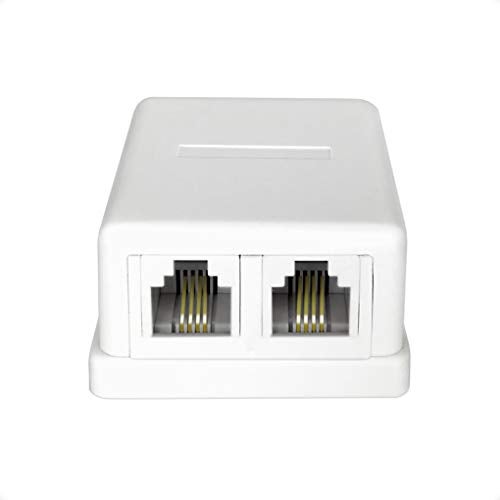 NECABLES Phone Jack Surface Mount Dual Port Telephone Jack Box 4 Screw Terminals to 2 RJ11 6P4C Female White - Image 3