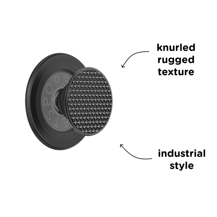 PopSockets Phone Grip for MagSafe with Kickstand, Magnetic Stand, Swappable Top, Secure Hold for iPhone MagSafe Cases, Phone & Tablet Grip - Alum Triangle Knurled Black - Image 3