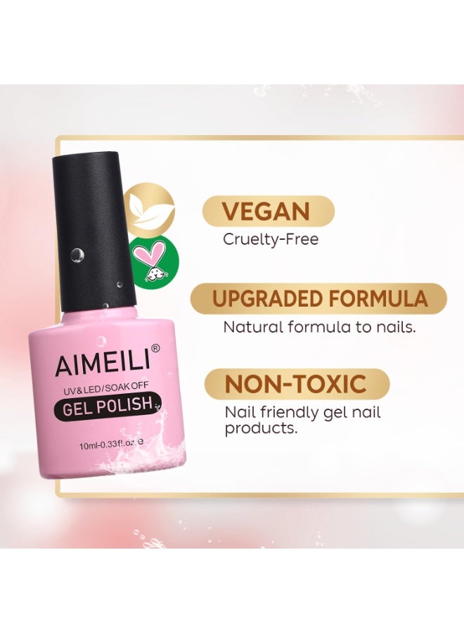 AIMEILI Soak Off U V LED Neon Pink Gel Nail Polish - Neon Shocking Pink (055) 10ml - Image 2