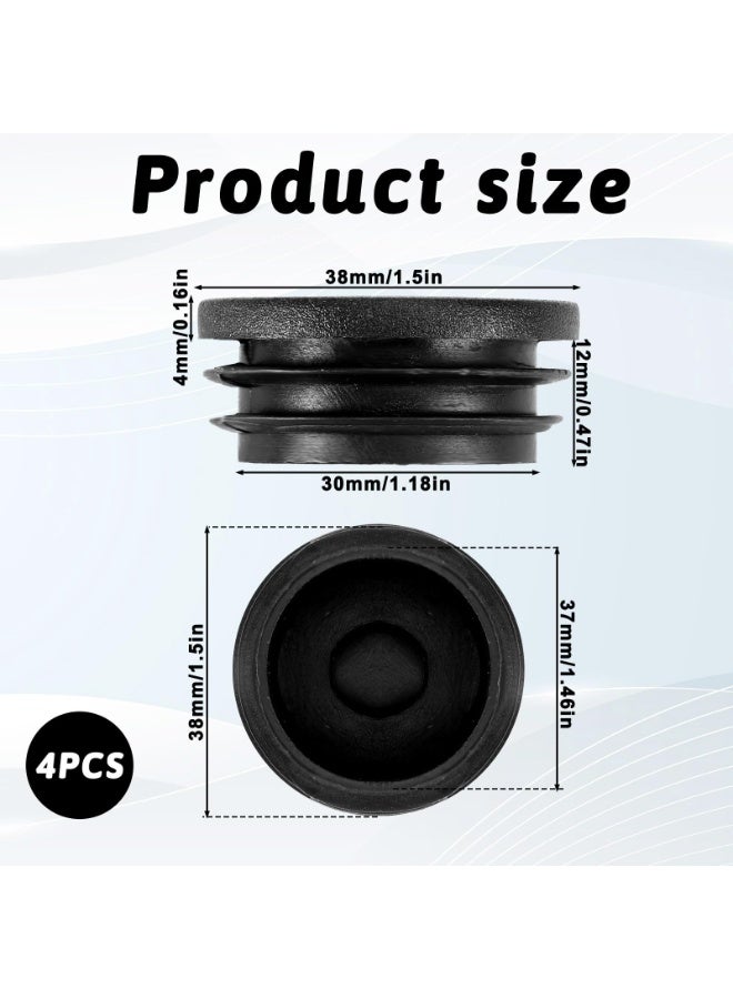 4 PCS Round Plastic Plugs, 1 1/2 inch (38mm) Black End Caps for Furniture Pipe Tubing - Image 2