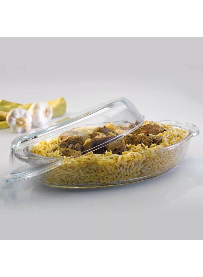 باساباتشي طاجن بوركام بيضاوي مع غطاء شفاف - Image 3