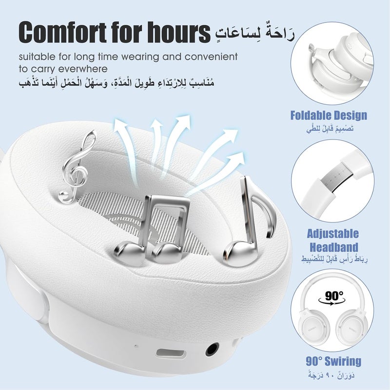BERIBES Wireless Headphones Over Ear, 65H Playtime and 6 EQ Music Modes Bluetooth Headphones with Microphone, HiFi Stereo Foldable Lightweight Headset, Deep Bass for Home Office Cellphone PC Ect. - Image 4
