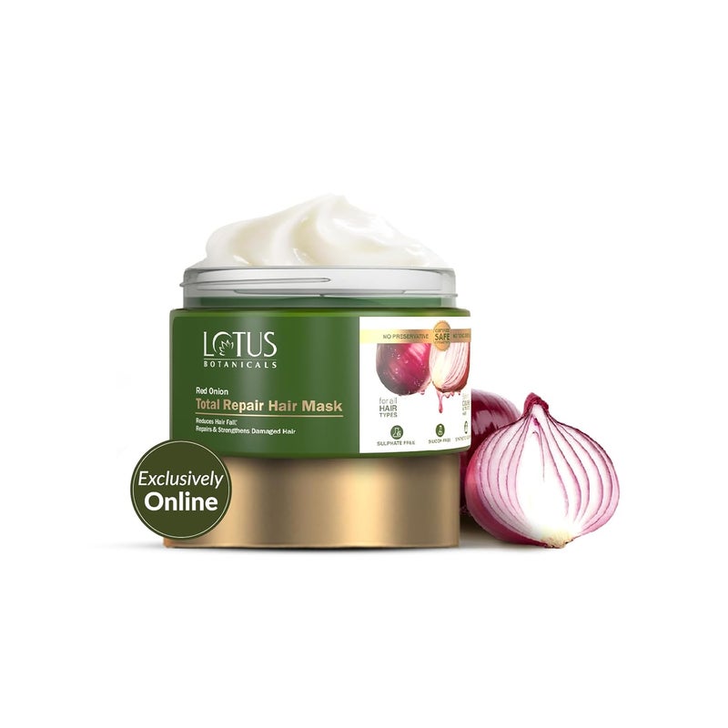 LOTUS BOTANICALS Lotus Botanicals Red Onion Total Repair Hair Mask Hair Mask For Damaged Hair Prevents Controls Hairfall Stimulates Hair Growth No Sulphates No Silicones No Toxic Chemicals 200g  - Image 1