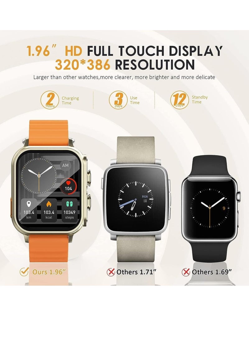 Captaintech Smart Watch with Earbuds, 1.96“ Smartwatch for Android/iOS, Watches for Men Women IP67 Waterproof Fitness Tracker with Heart Rate Blood Oxygen Sleep Monitor, Sports Calls Message - Image 2