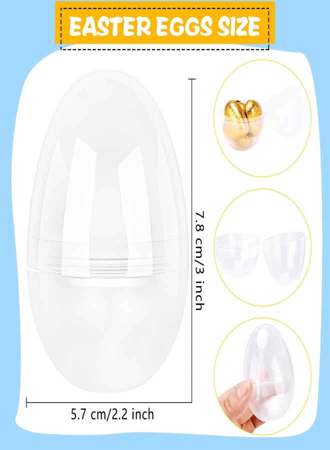 Swakuta 60 Pcs 3 Inch/ 3.5 Inch Clear Easter Plastic Eggs Bulk Plastic Easter Eggs Transparent Empty Fillable Easter Egg for Easter Hunt Toys Party Favor (Clear (3 Inch)) - Image 2