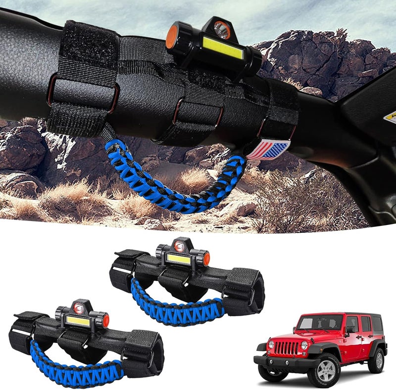 Gaizon 2 Pack Grab Handles with LED Dome Light for Jeep Wrangler and Gladiator (Blue) - Image 1