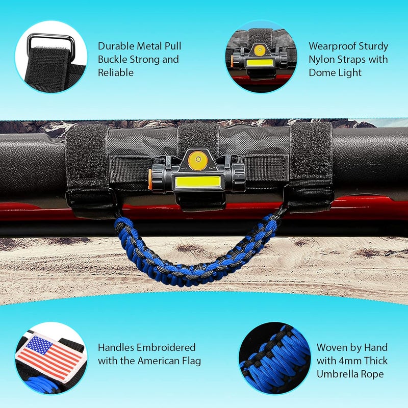 Gaizon 2 Pack Grab Handles with LED Dome Light for Jeep Wrangler and Gladiator (Blue) - Image 2