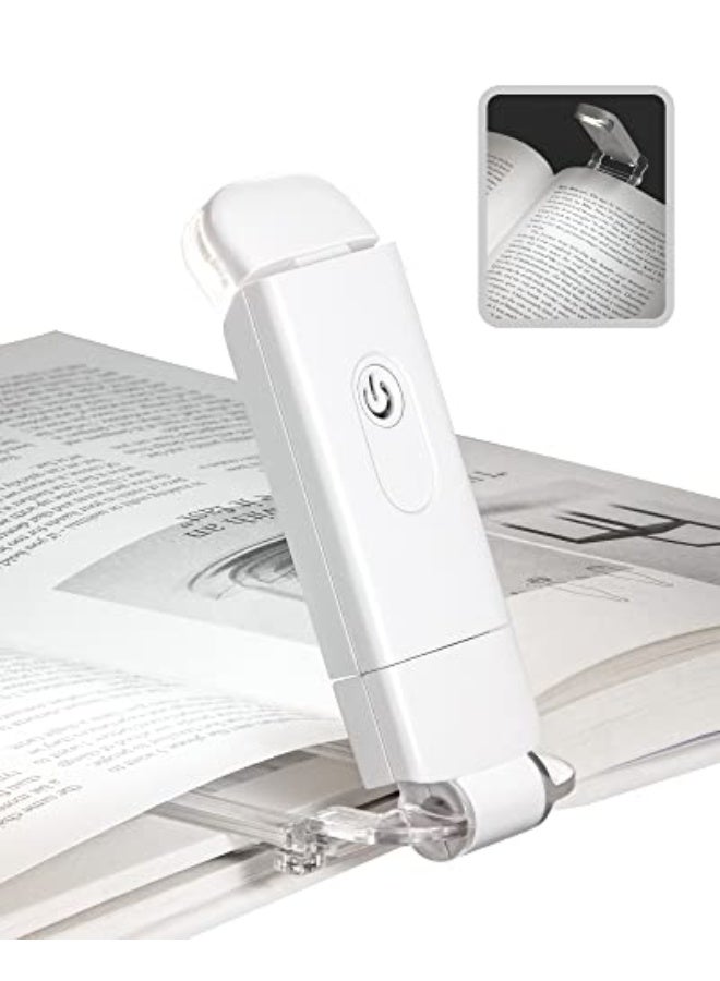 Book Reading Light with Clip, USB Rechargeable Booklight for Reading in Bed, Eye Care LED Book Lamp for Kids, Bookworms,2 Brightness Levels (White) - Image 1