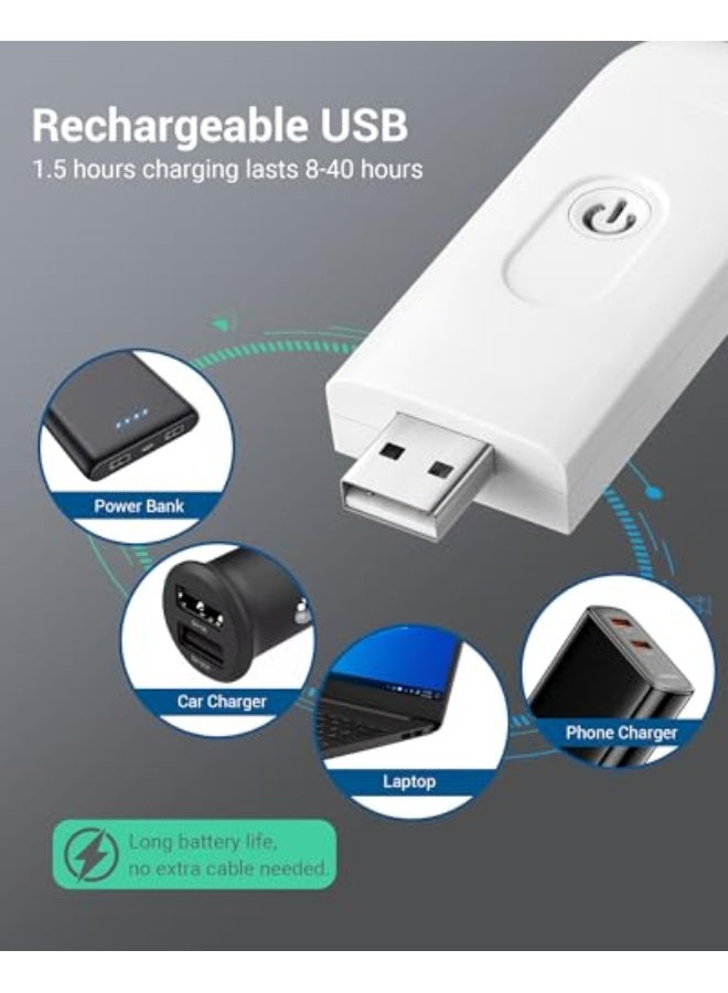 Book Reading Light with Clip, USB Rechargeable Booklight for Reading in Bed, Eye Care LED Book Lamp for Kids, Bookworms,2 Brightness Levels (White) - Image 3