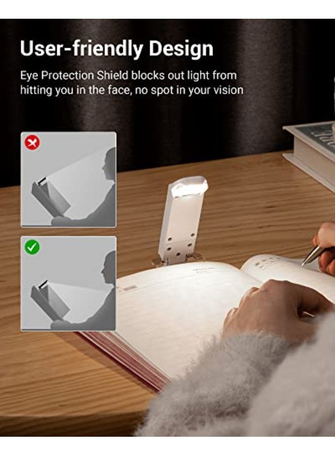 Book Reading Light with Clip, USB Rechargeable Booklight for Reading in Bed, Eye Care LED Book Lamp for Kids, Bookworms,2 Brightness Levels (White) - Image 5