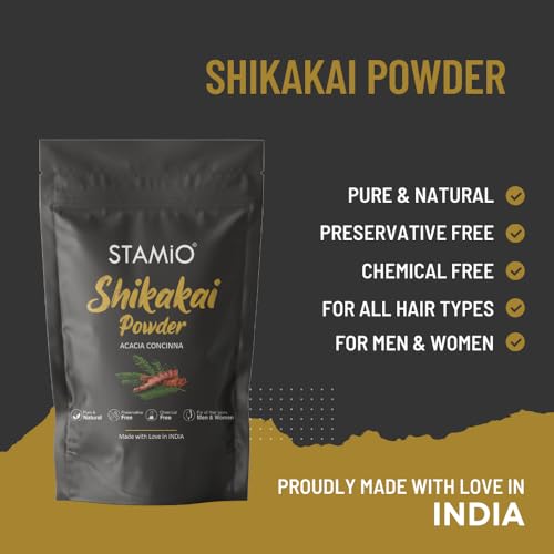 STAMIO Shikakai Powder 750 gm for Hair Wash, Pack, Mask, Shampoo, Scalp Care | Seedless Dried Acacia concinna | Natural Cleanser Conditioner | All Hair Types | In Pouch 26.46 oz - Image 2