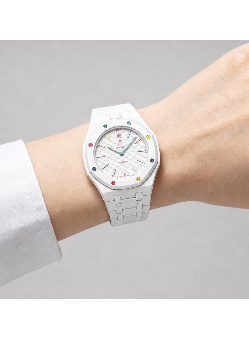 حزام ساعة سيراميك متوافق مع ساعة AP x Swatch Royal Pop – حزام بديل مقاوم للماء بتصميم تاج عند موضع الساعة 12 - Image 2