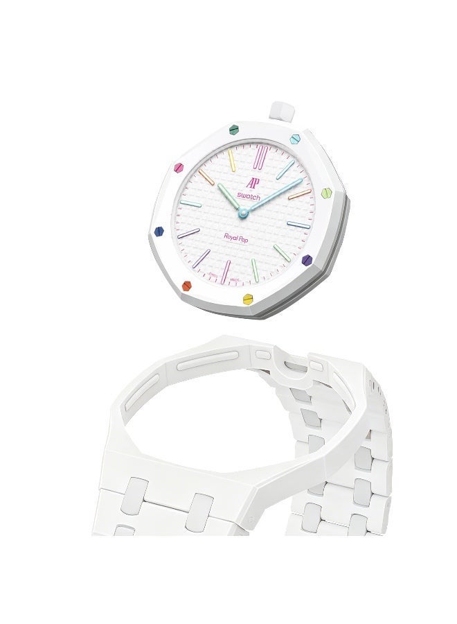 حزام ساعة سيراميك متوافق مع ساعة AP x Swatch Royal Pop – حزام بديل مقاوم للماء بتصميم تاج عند موضع الساعة 12 - Image 3