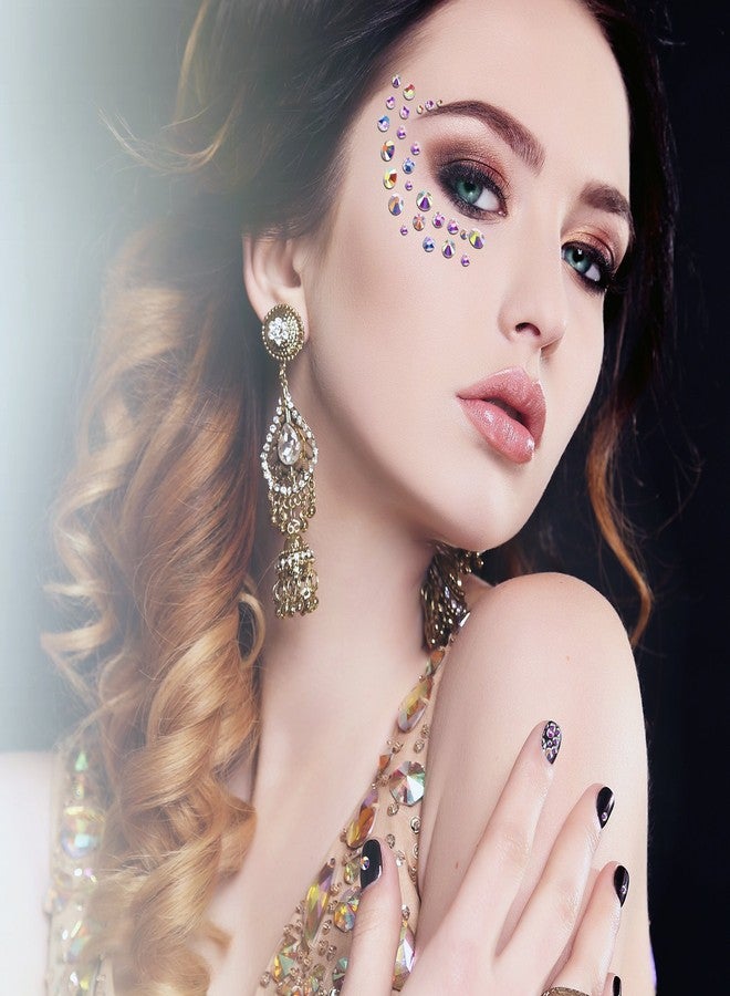 TecUnite 1728 Pieces Crystals Nail Art Rhinestones Round Beads Flatback Glass Charms Gems Stones and 2 Pieces Tweezers with Storage Organizer Box, SS3 6 10 12 16 20, 288 Pieces Each Size (Crystal AB) - Image 4