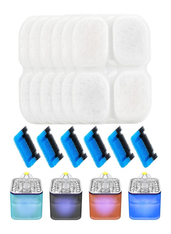 Wonder Creature Cat Water Fountain Filter Replacement, 6/8/6+6/12+12 Pack for Crystal Cat Fountain, 3L/101oz Pet Water Dispenser Filters (6+6 Pack) - Image 1