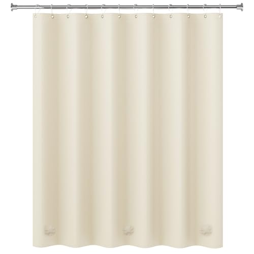 AmazerBath Plastic Shower Curtain Liner, 72 x 72 Inches EVA 8G Heavy Duty Beige Waterproof Weighted Thick Bathroom Curtain with 3 Clear Weights and 12 Rustproof Grommet Holes - Image 2