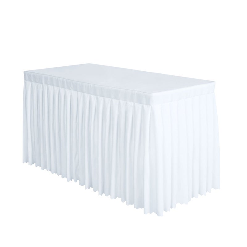 Surmente Surmente White Table Skirt 14ft Polyester Tablecloth for Weddings Banquets or Restaurants 