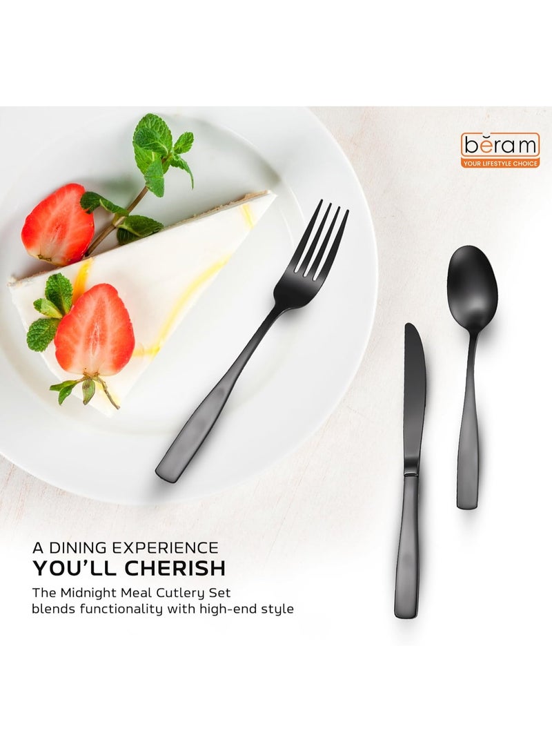 بيرام طقم أدوات مائدة بيرام ميدنايت ميل، طقم أدوات مائدة من الفولاذ المقاوم للصدأ، طقم أدوات مطبخ، طقم أدوات مائدة للمنزل والمطاعم والفنادق والمزيد، أسود بلمسة نهائية غير لامعة (20) - Image 4