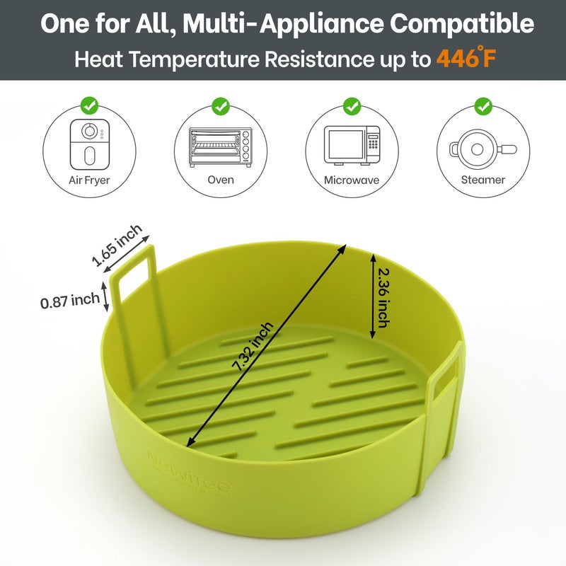 NEWITEE Air Fryer Silicone Liners 4QT For Ninja AF101, 2 Pack BPA Free Platinum Air Fryer Basket Liners with Handle, Round Reusable Liner Ninja Fryer Accessories, Upgrade - Image 5