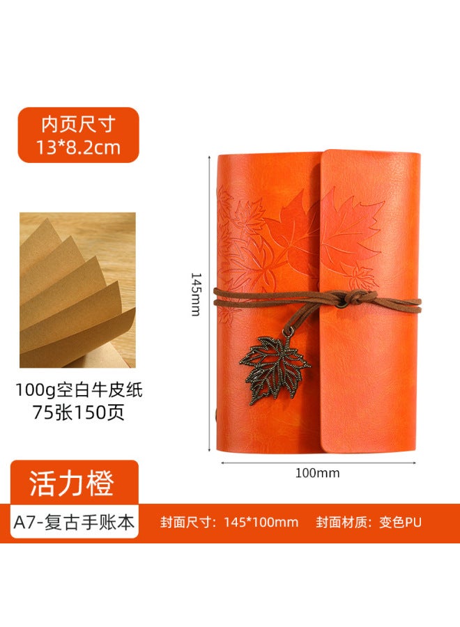 بوي دفتر سفر كلاسيكي من الجلد الناعم مع حافظة يدوية  
دفتر ملاحظات A6/A7 قابل للحمل مع أوراق قابلة للإزالة  
يوميات ورق القيقب - دفتر متنقل أنيق للسفر والكتابة - Image 1