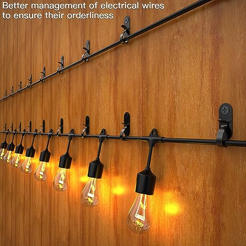 Lewufe String Lights Hanger Hooks, Stainless Steel Lights Clips, Outdoor Screw Hooks for Christmas Party Easy Release Wire and Fairy Led Lights, 20 Packs - Black - Image 2