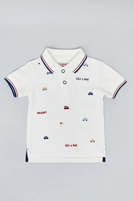 أر أند بي Embroidered Polo T-Shirt with Short Sleeves