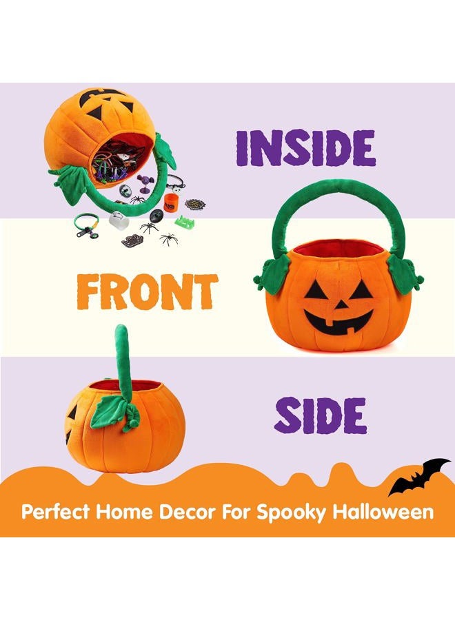 JOYIN Halloween Pumpkin Plush Tote Bucket, 11 X 13.4 inches Candy Trick or Treat Bag, Cute Halloween Basket with Handle for Kids Girl Boy Trick or Treating, Party Favor Supplies , Kids Gifts Goody Bag - Image 5