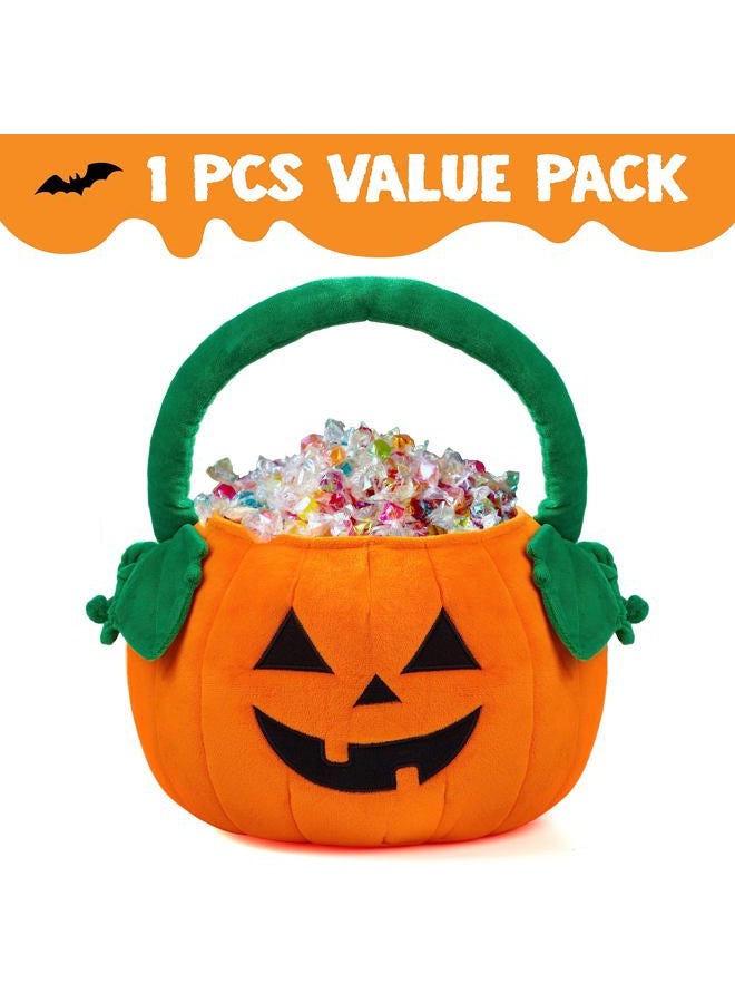 JOYIN Halloween Pumpkin Plush Tote Bucket, 11 X 13.4 inches Candy Trick or Treat Bag, Cute Halloween Basket with Handle for Kids Girl Boy Trick or Treating, Party Favor Supplies , Kids Gifts Goody Bag - Image 3
