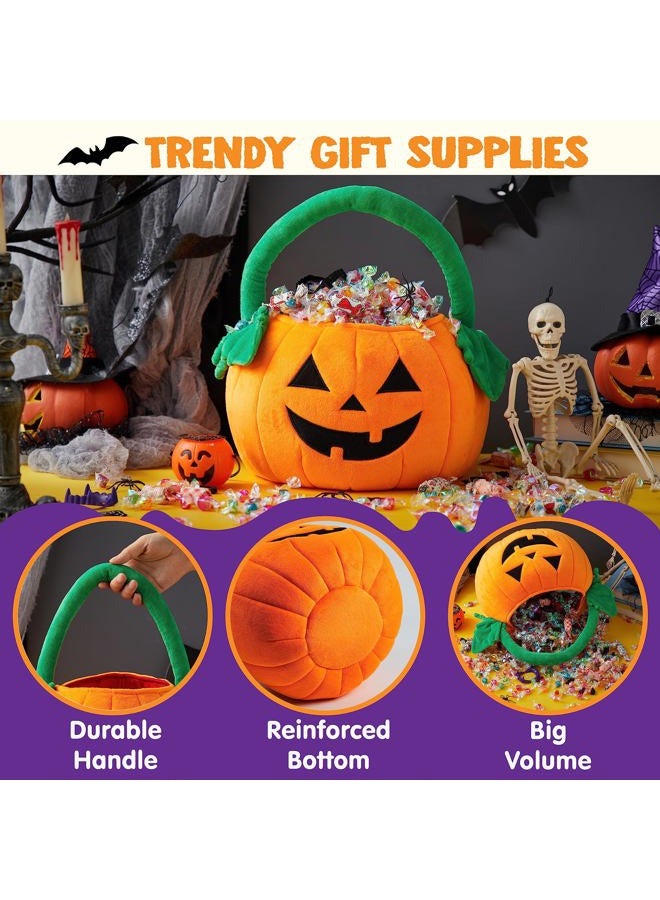 JOYIN Halloween Pumpkin Plush Tote Bucket, 11 X 13.4 inches Candy Trick or Treat Bag, Cute Halloween Basket with Handle for Kids Girl Boy Trick or Treating, Party Favor Supplies , Kids Gifts Goody Bag - Image 4