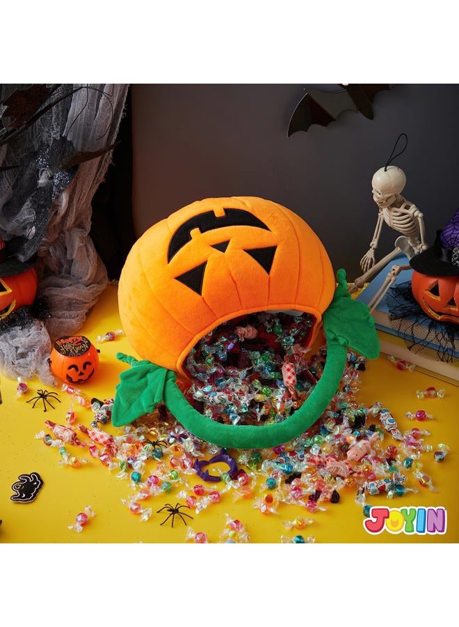 JOYIN Halloween Pumpkin Plush Tote Bucket, 11 X 13.4 inches Candy Trick or Treat Bag, Cute Halloween Basket with Handle for Kids Girl Boy Trick or Treating, Party Favor Supplies , Kids Gifts Goody Bag - Image 2