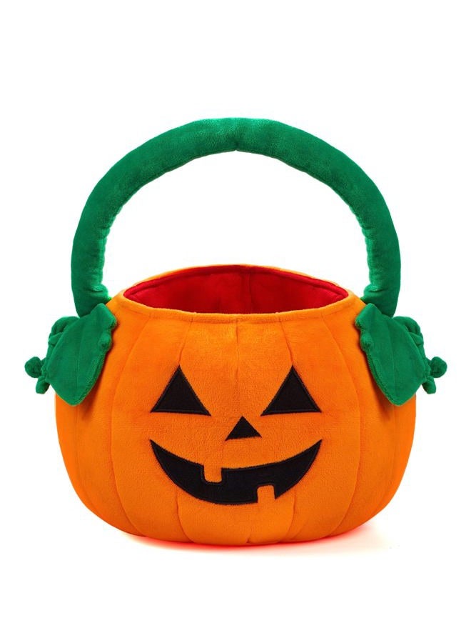 JOYIN Halloween Pumpkin Plush Tote Bucket, 11 X 13.4 inches Candy Trick or Treat Bag, Cute Halloween Basket with Handle for Kids Girl Boy Trick or Treating, Party Favor Supplies , Kids Gifts Goody Bag - Image 1