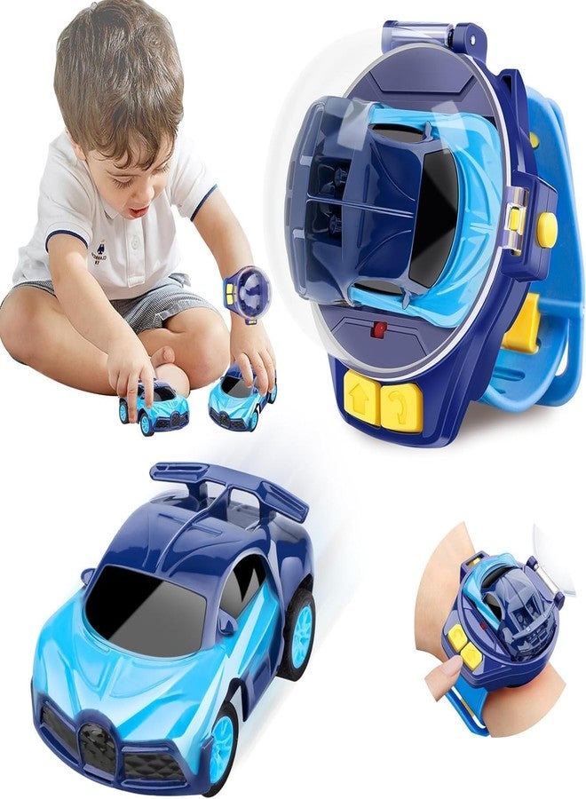 SANTALON Mini Remote Control Car Watch Toy, 2.4GHz Wrist RC Car with Dustproof Cover, USB Rechargeable Racing Car Watch, Interactive Birthday Gift for Boys Girls Kids Toddlers Age 3 4 5 6+ (Blue) - Image 1