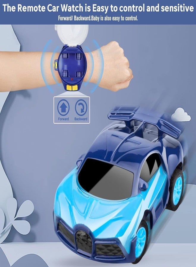 SANTALON Mini Remote Control Car Watch Toy, 2.4GHz Wrist RC Car with Dustproof Cover, USB Rechargeable Racing Car Watch, Interactive Birthday Gift for Boys Girls Kids Toddlers Age 3 4 5 6+ (Blue) - Image 2