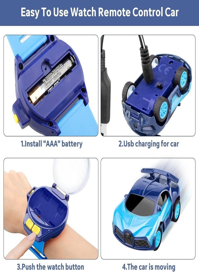 SANTALON Mini Remote Control Car Watch Toy, 2.4GHz Wrist RC Car with Dustproof Cover, USB Rechargeable Racing Car Watch, Interactive Birthday Gift for Boys Girls Kids Toddlers Age 3 4 5 6+ (Blue) - Image 5