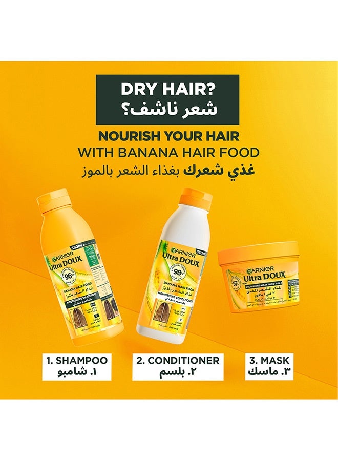 garnier Ultra Doux Nourishing Banana 3-in-1 Hair Food For Dry Hair + Microfiber towel, 390ml - Image 4
