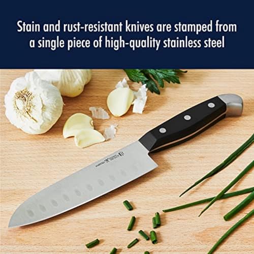 HENCKELS Statement Razor-Sharp Hollow Edge Santoku Knife 5 inch, German Engineered Informed by 100+ Years of Mastery, Black/Stainless Steel - Image 3