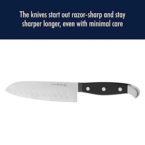 HENCKELS Statement Razor-Sharp Hollow Edge Santoku Knife 5 inch, German Engineered Informed by 100+ Years of Mastery, Black/Stainless Steel - Image 4