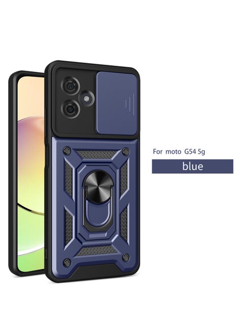 Motorola Moto G54 5G Mobile Phone Case Cover, Slide Camera Lens Cover + 360°Rotating Kickstand Ring + Bumper Shockproof Phone Case