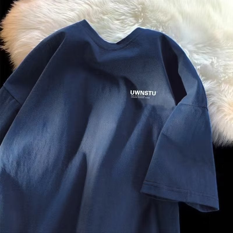 Summer New Short-Sleeved T-Shirt Men's Trbottomy Brand Simple and Versatile Round Neck Printed Couple Half-Sleeved Japanese Style Casual Bottoming Shirt - Image 1