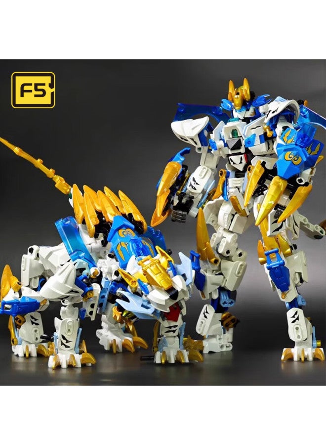 F5 Building Block Transforming Robot, White Tiger Mecha, High-difficulty Children's Toy, For Boys Aged 6-12, Birthday Gift - Image 3