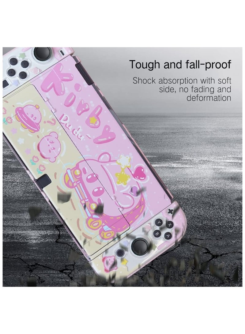 general Nintendo Switch OLED Case, Cute Clear Soft TPU Slim Handle Sleeve Stand, Kawaii NS Console & Joy-Con Pluggable Case - Shock-absorbing and scratch-resistant - Image 3
