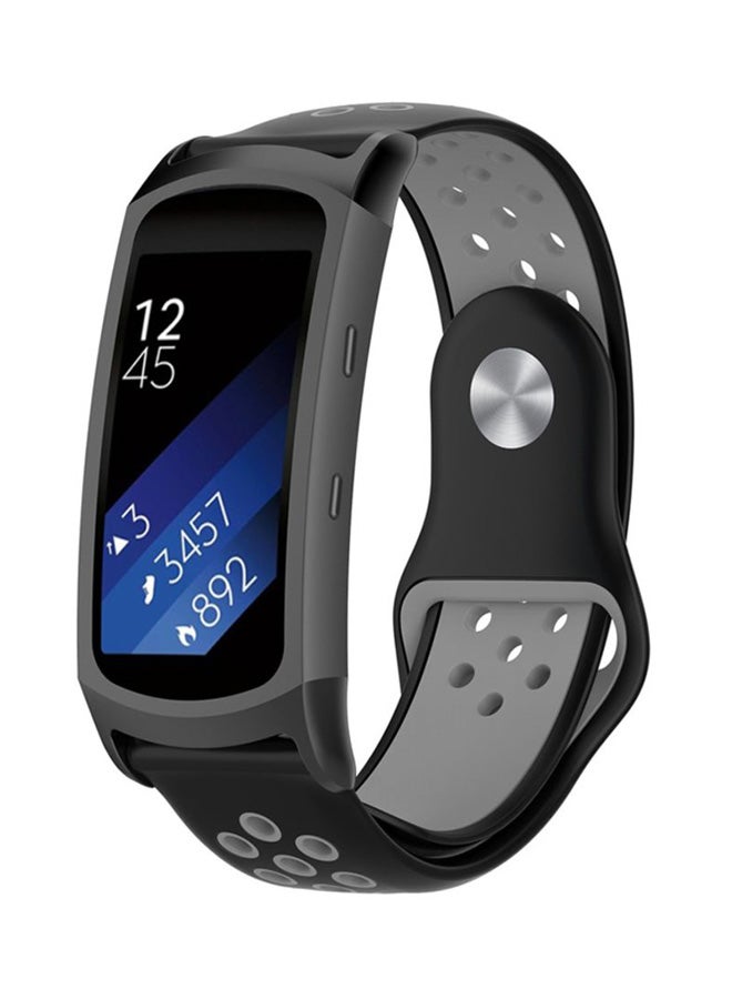 Voberry Silicone Replacement Band For Samsung Gear Fit2/Fit2 Pro Black/Grey - Image 3