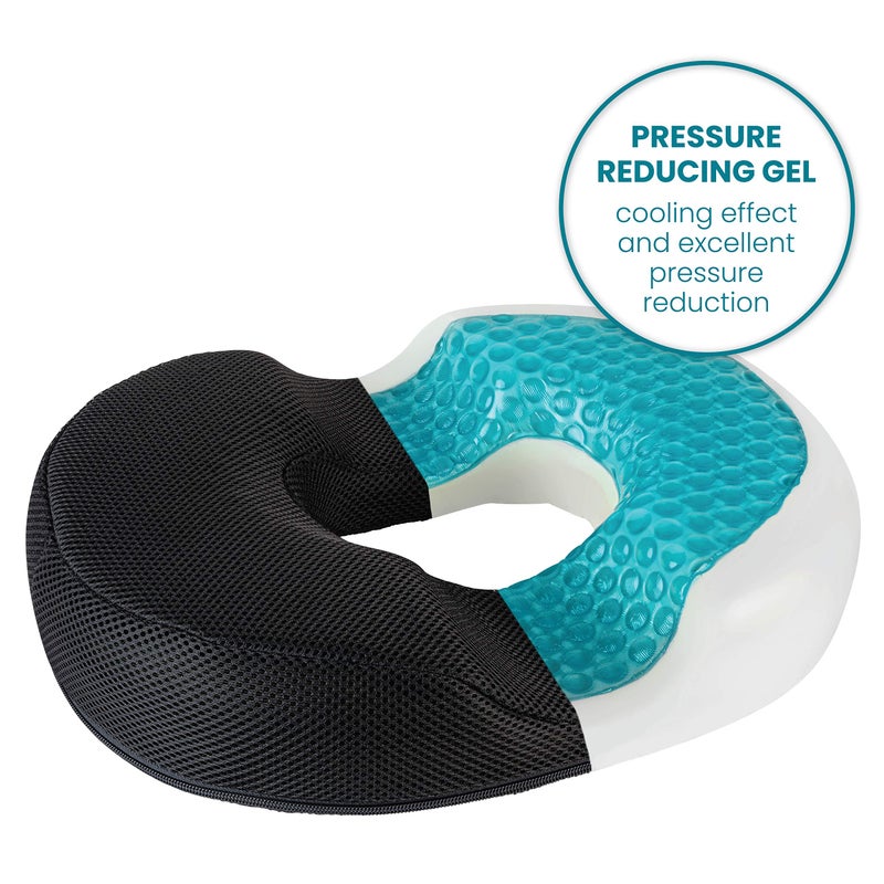 Healthy Spirit Healthy Spirit Gel Donut Pillow| Lifting Cushion | Donut Cushion for Tailbone Hemorrhoid Cushion Coccyx Sciatica Pregnancy Cushion, Black  - Image 5
