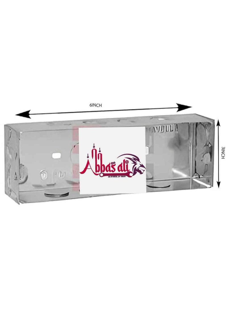 ABBASALI Electrical Metal Box GI Box Galvanised Metal Back Deep Box With Tester & Gloves (Pack Of 1, 6 x 3) - Image 2