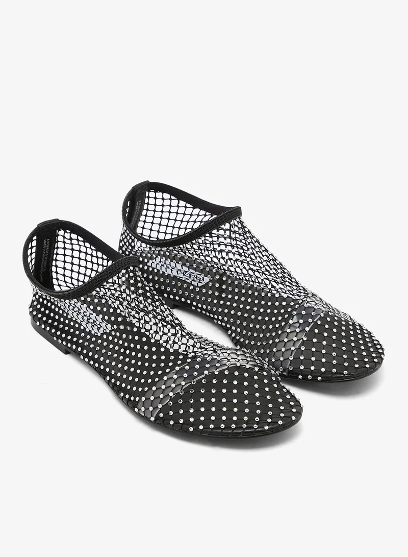 Steve Madden BLACK Minor Studded Mesh Pointed Toe Ballet Flats for Women | Best Price UAE