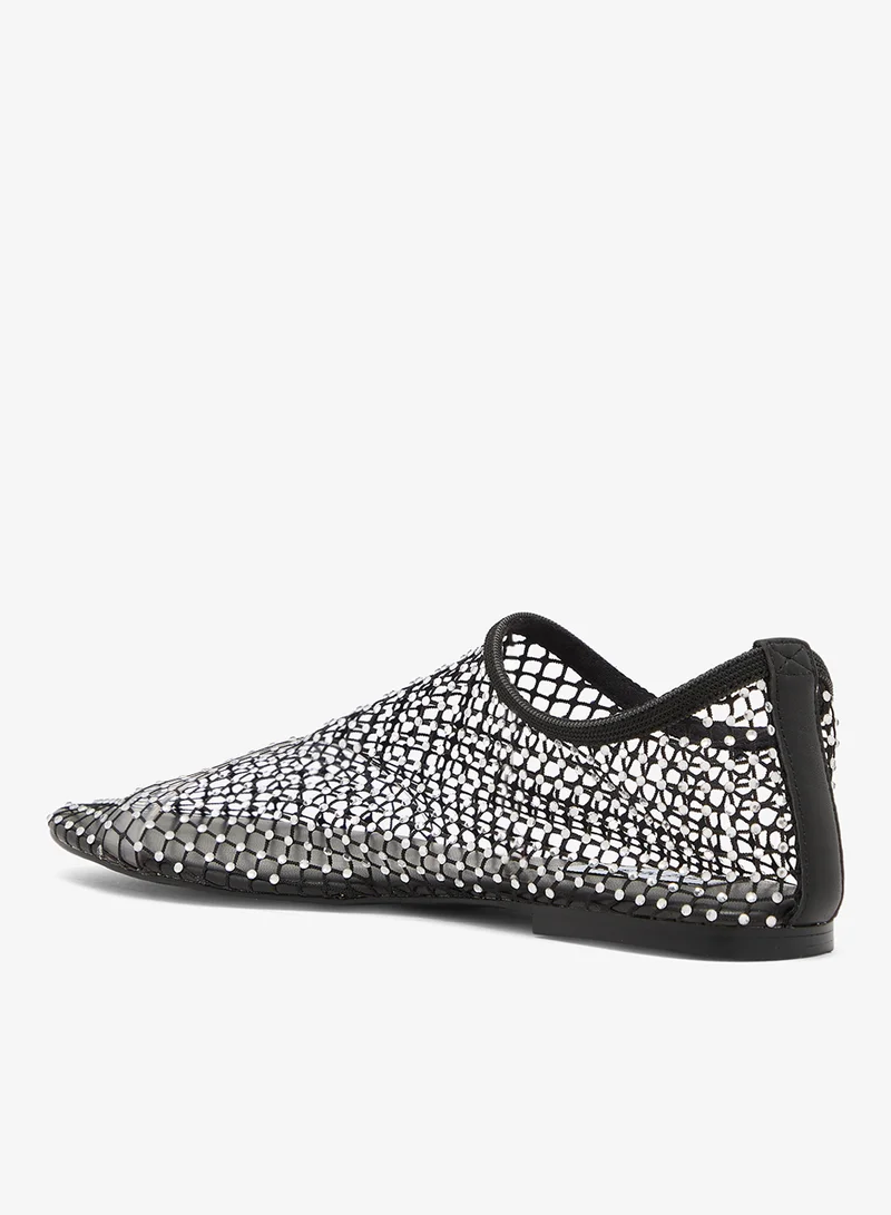 Steve Madden BLACK Minor Studded Mesh Pointed Toe Ballet Flats for Women | Best Price UAE