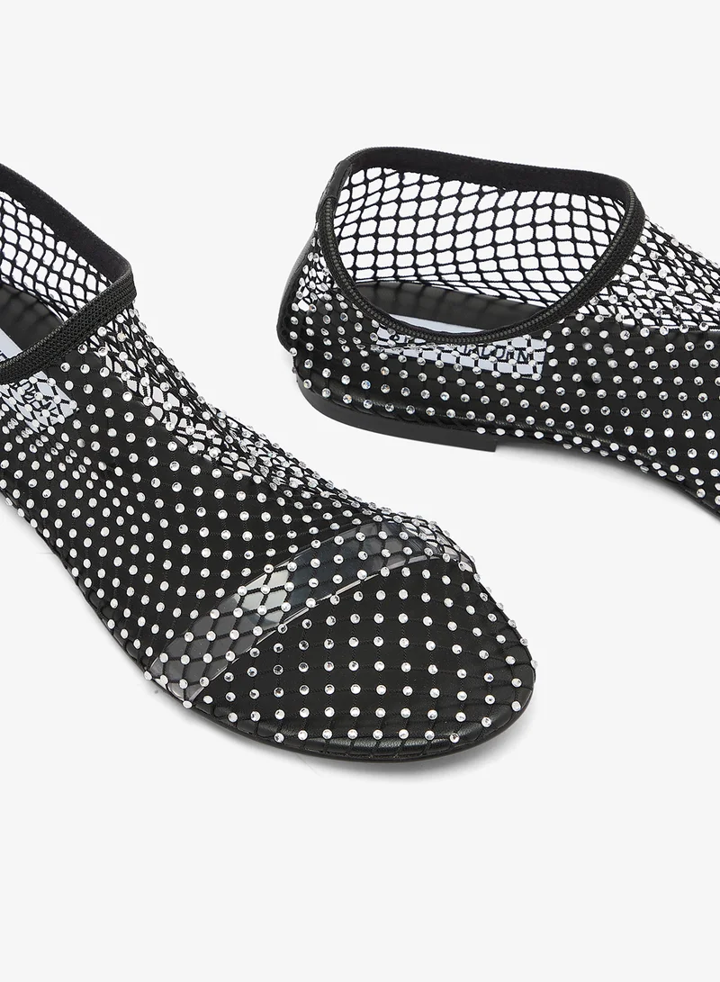 Steve Madden BLACK Minor Studded Mesh Pointed Toe Ballet Flats for Women | Best Price UAE