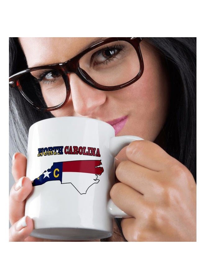 3DROSE mug_58753_1"North Carolina state flag in the outline map and letters for North Carolina" Ceramic Mug, 11 oz, Multicolor - Image 2