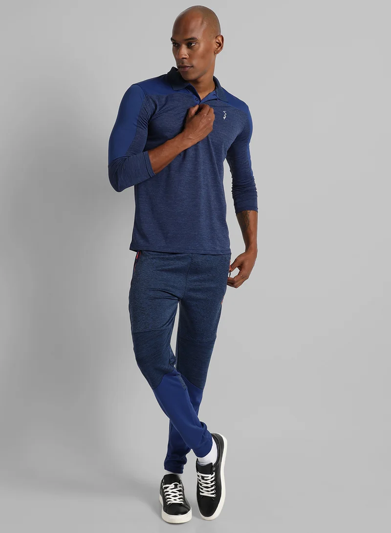 كامبوس سوترا Men's Blue Colourblocked Regular Fit Activewear T-Shirt